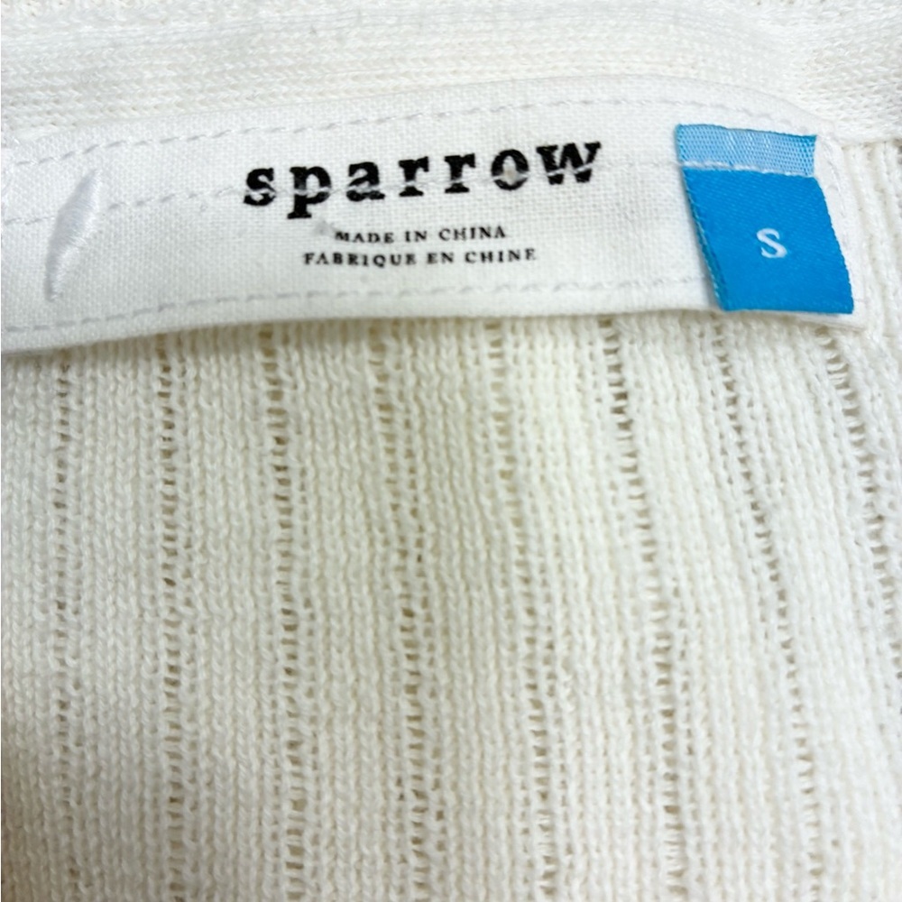 Anthropologie Sparrow Cropped Textured Knit Cardigan in White Size S - Picture 6 of 7